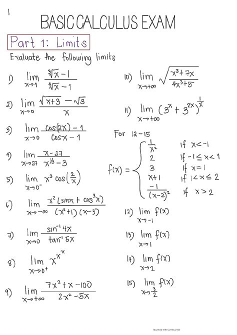 SOLUTION: Basic calculus solved problems - Studypool