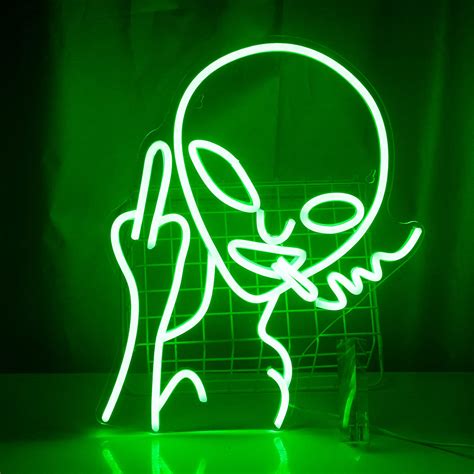 Buy LUCUNSTAR Green Alien Neon Sign,Neon Sign for Room,Alien Neon Signs ...