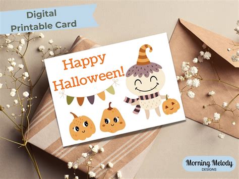 Kids Halloween Card Printable Printable Halloween Card Cute - Etsy