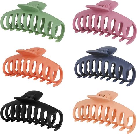 6pcs Non Slip Big Hair Claw Clips for Women and Girls Super Strong Large Hair Clips for Thick ...