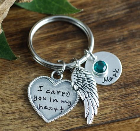 Memorial Keychain, I Carry you in my heart Keychain, Remembrance Keychain, Bereavement Jewelry ...