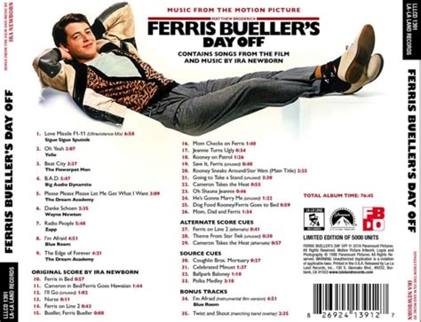 Ferris Bueller's Day Off - Original Soundtrack (EXPANDED EDITION) (1986 / 2016) CD