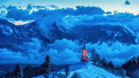 Church in the Snowy Alps Image - ID: 309313 - Image Abyss