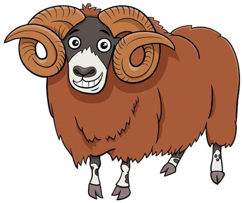 Premium Vector | Cartoon illustration of funny ram or tup farm animal character