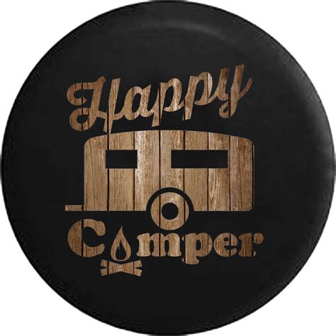 Tire Cover PRO | Happy Camper Campfire Distressed Wood – TireCoverPro