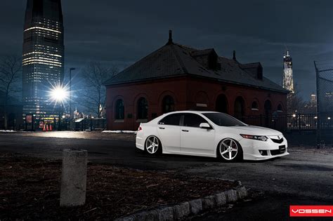 Vossen Wheels Adorning Slammed White Acura TSX — CARiD.com Gallery