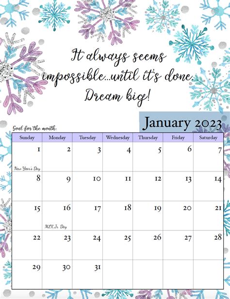 2023 Motivational Calendar - Printable Word Searches