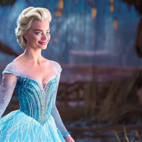 KREA - Margot Robbie as Elsa in disney frozen live action, 8k full HD photo, cinematic lighting ...