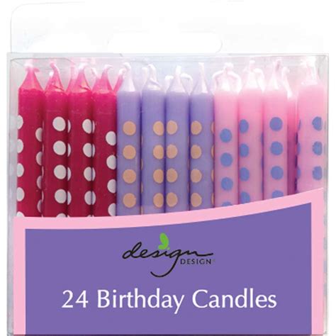 JAM Birthday Candles, 2.4x.25, 24/Pack, Violet, Fuchsia & Baby Pink with Stripes - Walmart.com ...