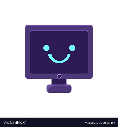 Computer screen primitive icon with smiley face Vector Image