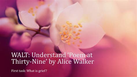 POEM AT 39 BY ALICE WALKER. DETAILED ANNOTATION AND EXPLORATION. | Teaching Resources