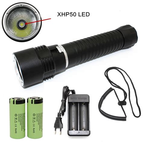 Waterproof Flashlight 5*XM L2 LED Underwater Light Hunting Lamp Diving Flashlight Kits + 26650 ...
