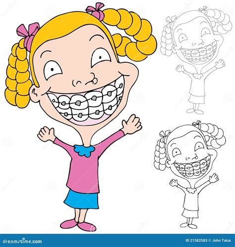 Girl Wearing Braces Cartoon Vector | CartoonDealer.com #21582583