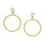 White Imitation Pearl and Gold Metal Oversize Hoop Earrings, 1997 | Handbags & Accessories | The ...