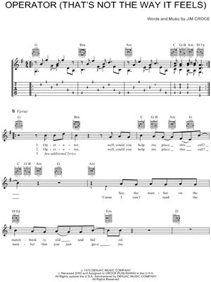 Jim Croce Operator Chords - Sheet and Chords Collection