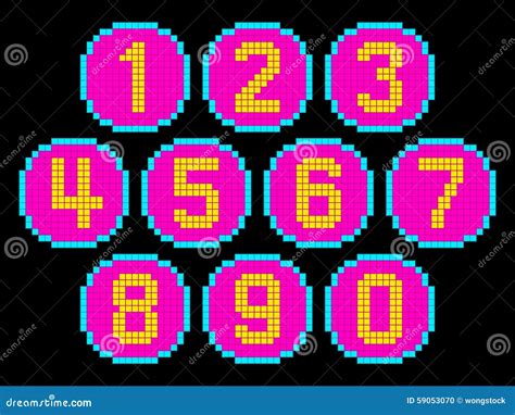 8-Bit Pixel Art Numbers in Circles. EPS8 Vector Stock Vector - Illustration of digits, eight ...