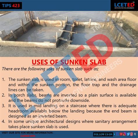 TIPS 423: USES OF SUNKEN SLAB in 2021 | Civil engineering handbook ...