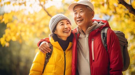 Premium AI Image | Asian senior couple smiling happy and travel together