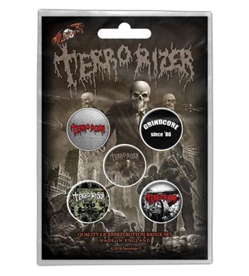 Terrorizer Caustic Attack Button Pin Set Swag | Loudtrax