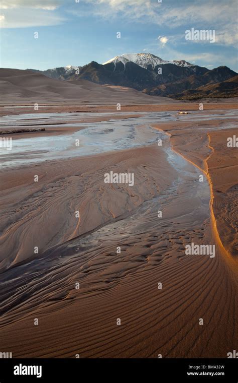 Medano Creek, dunes, and Mount Herard, Great Sand Dunes National Park, Colorado Stock Photo - Alamy