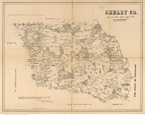 Shelby County Texas 1880 - Old Map Reprint - OLD MAPS