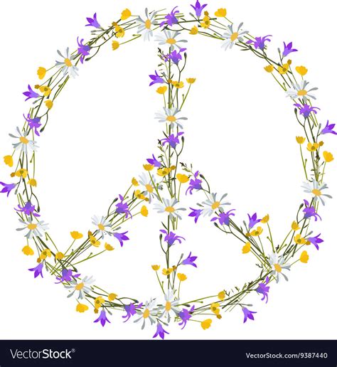 Flower power peace symbol Royalty Free Vector Image