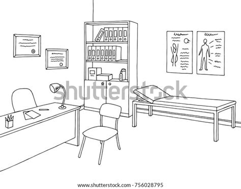 Doctor Office Graphic Black White Interior Stock Vector (Royalty Free) 756028795 | Shutterstock