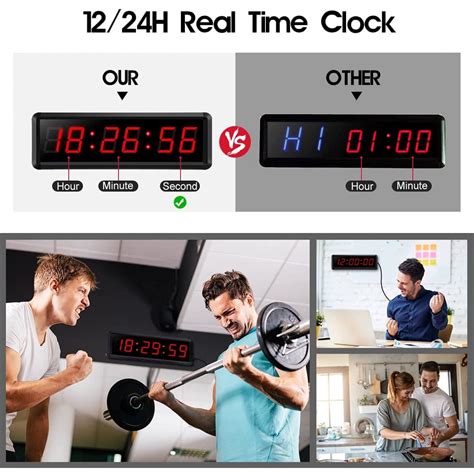 Gym Timer Interval Timer with Remote, LED 1.5 inch Countdown/Up Wall Clock, Fitness Timer ...