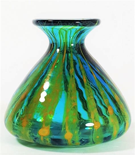 Vintage Mdina Glass Blue and Gold Conical Vase (8.5cm) | Glass centerpieces, Glassware ...