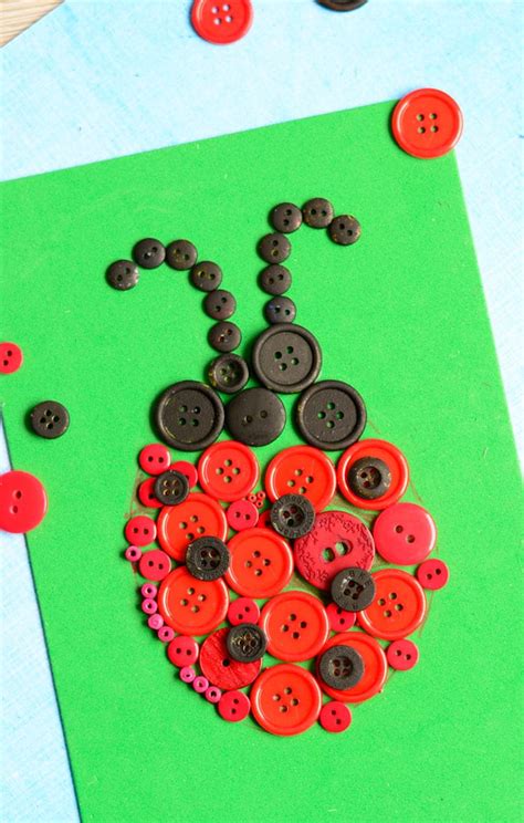 Ladybug Button Art Craft - Easy Peasy and Fun