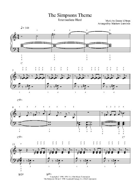 Theme From The Simpsons by Danny Elfman Sheet Music & Lesson | Intermediate Level