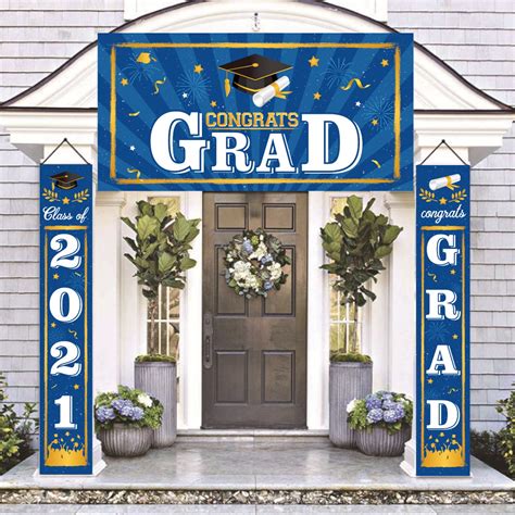 SPRING PARK Graduation Banners Graduation Hanging Flags Porch Sign Decoration for Indoor or ...