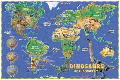 Where are the Dinosaur Fossils found ? | Wall maps, Dinosaur, Poster prints