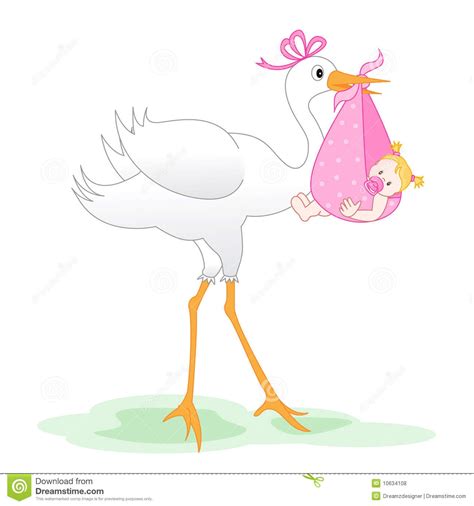 clipart of stork with baby girl - Clipground