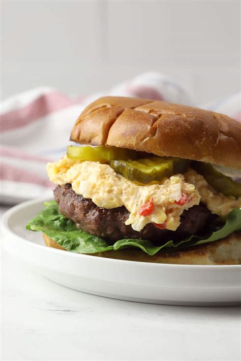 Grilled Bison Burgers with Pimento Cheese - The Toasty Kitchen