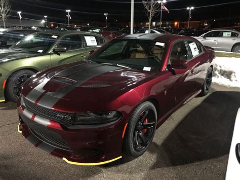 Dodge Charger Hellcat painted in Octane Red w/ Carbon central stripes ...