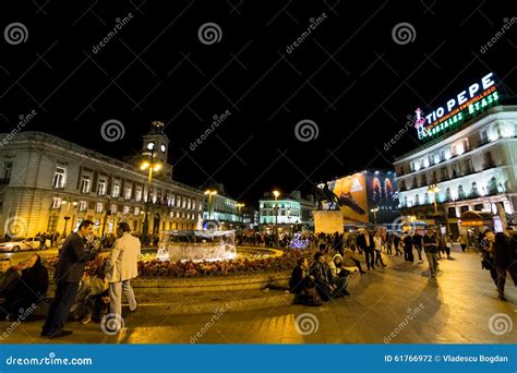 Puerta Del Sol by Night, Madrid, Spain Editorial Photography - Image of october, night: 61766972