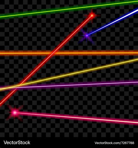 Laser beams on transparent plaid background Vector Image