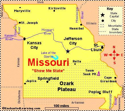 Missouri: Facts, Map and State Symbols - EnchantedLearning.com