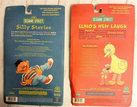 2 Vintage Sesame Street Book & Cassette Tape Elmo New Laugh, Burt ...