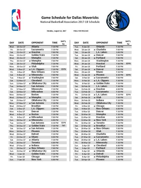 Mavs 2017-18 Schedule | PDF | Athletic Sports | Ball Games