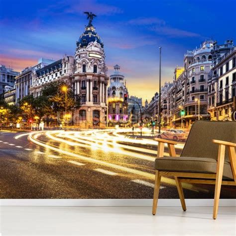 Madrid at Night Wallpaper Mural | Wallsauce UK