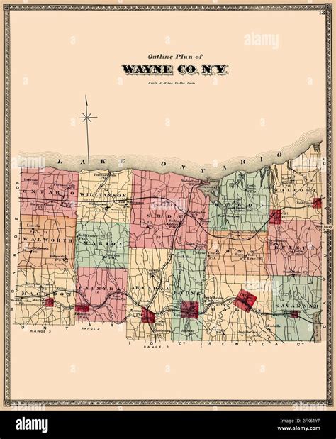 Wayne County NY 1874 Map. Original Tile: "Outline Plan of Wayne Co., N.Y." It was published in ...