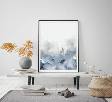 Set of 3 Blue Gray Wall Art Printable Abstract Art Blue Grey - Etsy