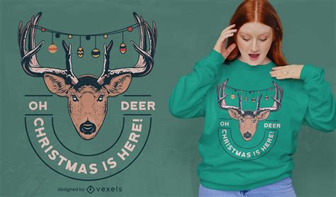 Deer With Christmas Lights T-shirt Design Vector Download
