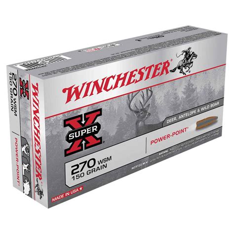 Winchester Super-X 270 WSM (Winchester Short Mag) 150gr PP Rifle Ammo ...