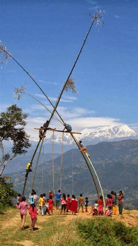 Building the Dashain ping (swing) in Dumre - Nepal | Nepal culture ...