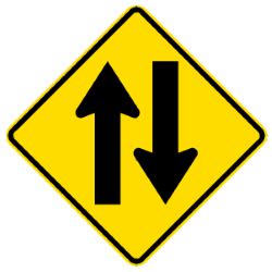 Two-way traffic ahead sign