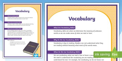 Reading Comprehension Skills: Vocabulary Poster (Year 5-6)