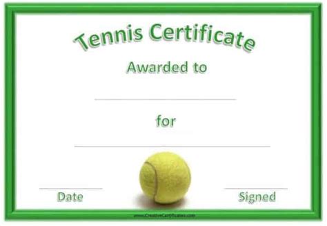 Free Tennis Certificate Templates | Customizable & Printable